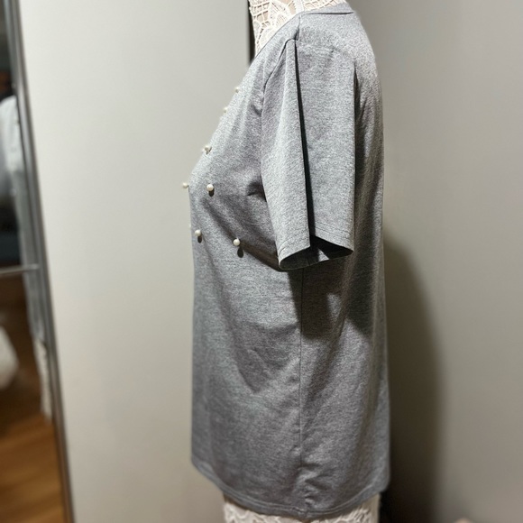 🤍SHEIN Pearl Beadded Short Sleeve Tee🤍 - Picture 8 of 12